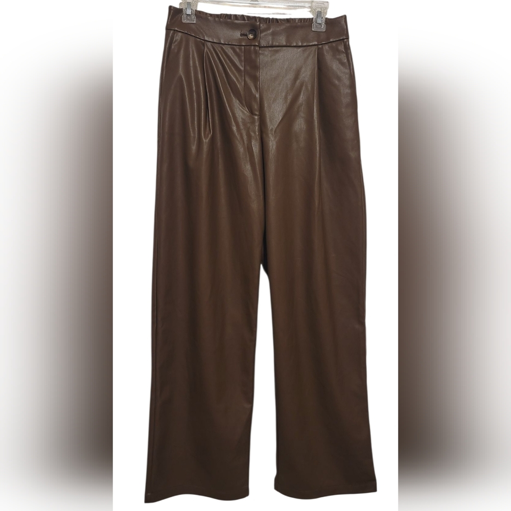 The Drop Theor Faux Leather Pants Brown Coffee Bean NWT Size M